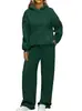 Conjunto de Moletom com Capuz e Calça Wide Leg Esportiva Casual 2026, Conjunto de Duas Peças com Forro de Fleece para Outono
