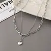 Amazon Transfronterizo Nueva Moda Collar Colgante Forma de Corazón Dorado Cadena Doble para Clavícula Nicho Regalo de Vacaciones para Mujeres
