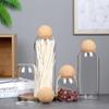 Frasco de Vidrio con Tapón Esférico de Madera Estilo Japonés Frasco de Vidrio de Alto Borosilicato Resistente a Altas Temperaturas Frasco Botella para Almacenamiento de Granos de Café
