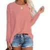 2021 Comércio Exterior Europeu e Americano Transfronteiriço Outono e Inverno Novo Amazon Solta Manga Longa Gola Redonda Cor Sólida Jaqueta Camiseta Feminina para Mulheres