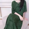 Bata de noche Laiqufeng anti-granos talla extra algodón seda, vestido morado para mujer, vestido largo casual de verano, adelgazante para mujeres de talla grande