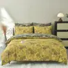 Saia de Cama de Algodão e Linho Estampada em Ambos os Lados Estilo Exótico Tecido de 130gsm Macia Respirável Capa de Edredom Saia de Cama Fronha Conjunto para Cama de Casal