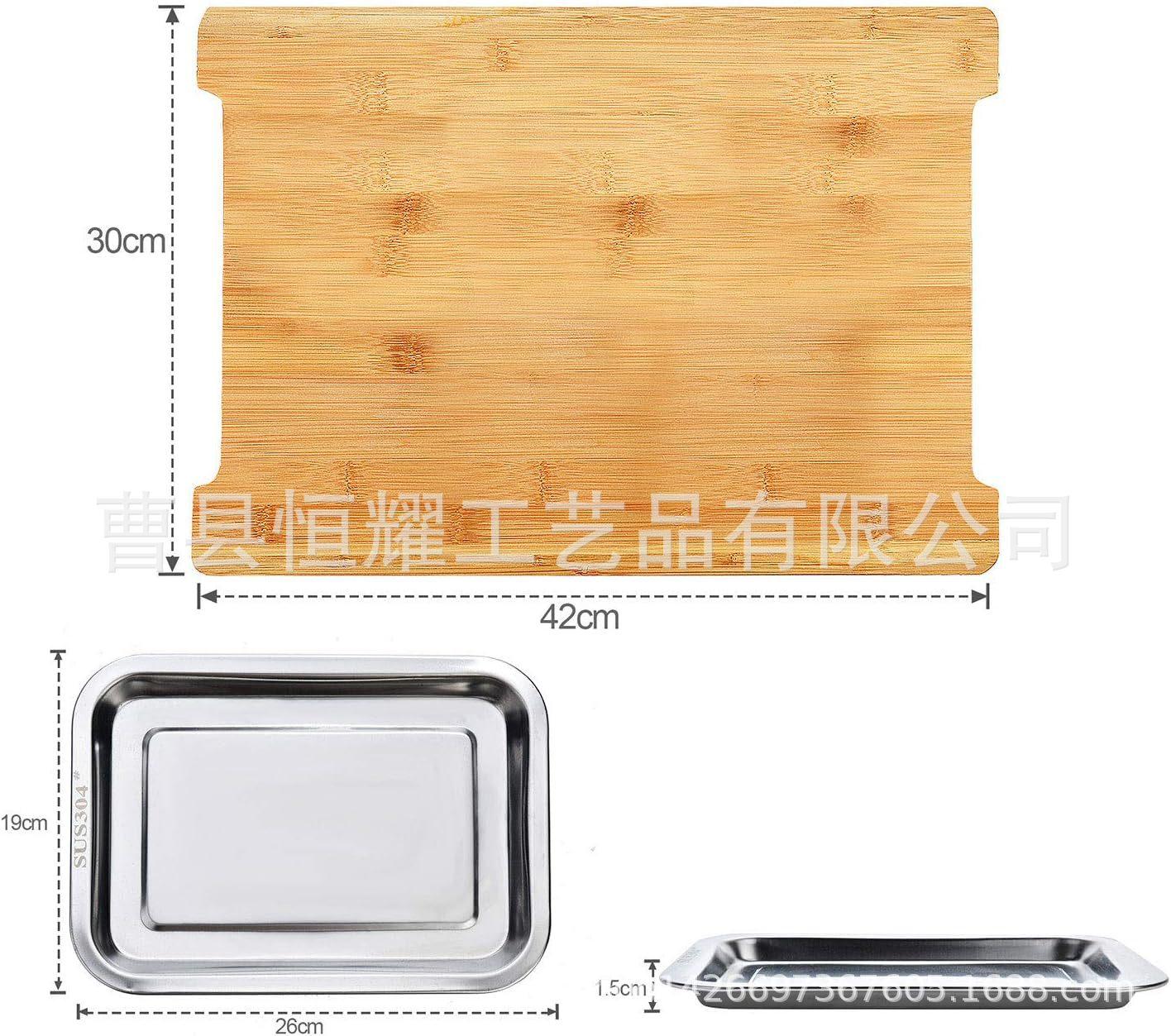 竹质厨房抽拉式砧板带不锈钢托盘切菜板木质水果蔬菜西餐牛排砧板