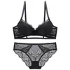 Conjunto de Lencería Sexy de Encaje Transfronterizo para Comercio Exterior para Mujeres de Busto Pequeño Sujetador Push-up Diseño de Tirantes Conjunto de Sujetador Ajustable