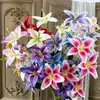 5 Lírios Artificiais com Fita Adesiva, Decorações de Corredor de Casamento Impressas em 3D, Flores Artificiais para Decoração de Casa e Hotel