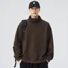 Novedad Primavera y Otoño 2025 Suéter de Punto con Cuello Alto para Hombre, Holgado y Versátil, Estilo Japonés, Color Sólido, Retro, Sudadera Pulóver para Parejas