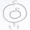 Colar, Pulseira, Brincos de Flores de Clavícula Nupciais de Luxo Mais Vendidos, Conjunto de Joias, Acessórios para Vestido de Noite de Banquete para Mulheres