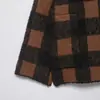 Exportación Transfronteriza Ropa de Mujer Otoño e Invierno 2025 Estilo Europeo y Americano Cuello Redondo Manga Larga Longitud Media Cuadros Chaqueta de Punto Alta Gama