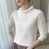 Blusas Elegantes e de Alta Qualidade com Design de Gola com Babados ~ Novo Estilo Suéter de Cashmere Tricô Feminino