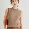 Otoño 2026 Nuevo Chaleco de Punto Canalé Liso de Color Sólido sin Mangas de Cuello Medio Ajustado Capa Base Completa de Cachemir