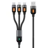 Cable de Carga 3 en 1 Bozhi 120W Super Rápido con Luz, Cable de Datos Trenzado Engrosado, Compatible con Dispositivos Huawei y Apple