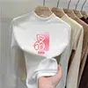 Capa interior cálida para otoño e invierno, camiseta básica de cuello alto a media altura de forro polar por ambos lados para niñas, top de manga larga moderno y elegante para niñas pequeñas