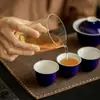 Moji Caja de Regalo Completa Juego de Té de Cerámica Juego de Té Kung Fu Hogar Color de Mineral Crudo Esmalte Tapa Azul Juego de Tazas