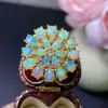 Anillo de Ópalo Natural Super Hermoso, Materiales Cuidadosamente Seleccionados a Mano, Hermosos Colores, Buenos Cristales y Lleno de Brillo como Fuego