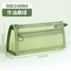 Estojo de Lápis de Malha Dupla Camada Estudante Exame Zíper Bolsa de Armazenamento de Material Escolar Grande Capacidade Transparente Estojo de Lápis Multifuncional
