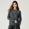 Suéter de cashmere com trama aberta estilo coreano, blusa de tricô estampada para mulheres, nova coleção outono/inverno, suéter de lã moderno e estiloso