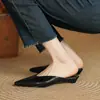 Chinelos Mule Femininos de Bico Fino, Moda Verão, Para Usar ao Ar Livre, Salto Anabela, Meia Pantufa Fechada