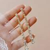 925 Prata Pin Diamond Brincos Tassel Long Face Skinny Elegante Brincos Gradiente Tamanho Strass Design Sense Brincos