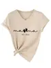 Mama Est 2026 Amazon Ebay Site Independente Casual Confortável Camiseta Feminina de Manga Curta com Decote em V Camada Base Comércio Exterior