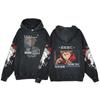 Sudadera con capucha de batalla de hechizos de anime Serie Iluminación de cinco artículos Estampada Harajuku Lavada Sudadera con capucha para hombre