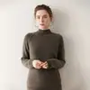 Nuevo Suéter de Cachemira de Color Sólido con Cuello Medio para Mujer Otoño/Invierno 2026, Suéter Base de Punto Grueso Holgado con Puntadas Externas
