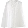 Camisa de Algodão e Linho Bordada Branca Estilo Japonês 2026 para Mulheres, Manga Curta, Fina, Caimento Solto, Emagrecimento, Gola V, Camisa Simples para Primavera e Verão