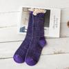 Calcetines de algodón con encaje y rizo directo de fábrica al por mayor para mujer, cálidos de lana, estilo japonés y coreano, de caña alta, burbuja para mujer