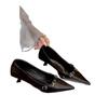 Zapatos de Tacón Alto Negros de Moda con Punta Estilo Francés para Mujer con Sentido del Diseño, Hebilla Metálica, Estilete Sexy, Boca Baja, Zapatos Individuales Versátiles
