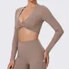 Top de punto estilo europeo y americano para otoño/invierno, camiseta de manga larga para mujer para correr y entrenar, cubrepiernas para fitness y Pilates