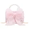 Bolso de Mano con Perlas Estilo Princesa para Niñas Bolso de Hombro Dulce con Lazo de Encaje Estilo Chanel Bolso Cruzado con Cadena Bolso Infantil