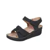 Sandalias cómodas para mujer, comercio exterior de verano 2026, talla grande, zapatos perforados retro nuevos, puntera redonda cosida, tacón de cuña