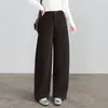 Calças scythe femininas elegantes e simples, novo estilo outono 2026, corte solto para corpo tipo pera, cintura alta, calças casuais de perna reta, estilosas