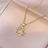 Colar para Mulheres Europeu e Americano Novo Étnico Zircônia Micro-Cravejada Sol Pingente Geométrico Moda Design de Nicho Minimalista Corrente Clavicular