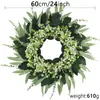 Meimei Bestseller Transfronterizo de Amazon Corona de Hojas de Eucalipto Vegetación Artificial Colgante de Puerta Principal para Primavera y Verano Decoración del Hogar