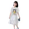 Vestido de Niña Estiloso 2026 Verano Nuevo Estilo Vestido de Retazos de Manga Corta Vestido Camiseta para Niños Moderno para Niñas