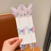 Cadena trenzada para el pelo con borla de perlas para niños, pasador de mariposa, pinza de pelo trenzada dulce estilo antiguo, herramienta de peinado para niñas, accesorio para el pelo