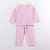 Conjunto de Pijama para Niños Otoño Invierno Felpa de Coral Suave Color Sólido Ropa de Otoño para Niñas Pantalones de Otoño Conjunto de Ropa para el Hogar para Bebés Niños