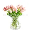 Buquê de Tulipas Artificiais com Toque Realista, Flores Artificiais de PU, Buquê para Decoração de Sala de Estar Doméstica, Arranjo em Vaso, Flores Artificiais Atacado de Fabricante