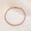 Regalo Desgastado de Diamantes de una Sola Fila para Mejor Amigo, Pulsera de Diamantes Simple y de Moda para Mujer, Estilo de Lujo Ligero, Aliento de Bebé Completo de 3 mm