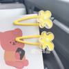 Nueva horquilla para el pelo con diseño de flor de dibujos animados japonesa y coreana, con clip lateral para niña, con patrón acrílico de color corazón, pinza para el flequillo con forma de pico de pato