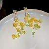 Pendientes Redondos de Flor Colorida Tejidos a Mano Pendientes Frescos de Dopamina Estilo Vacacional Pendientes de Nicho de Gama Alta