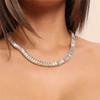 Collar de plata con cristales de diamantes de una hilera, estilo hip hop, para mujer, con explosiones europeas y americanas, y cadena de oro con diamantes de imitación de una hilera.