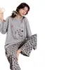 Ropa de casa con copas de sujetador incorporadas, pijama de algodón puro, dibujos animados lindos, dulce, todo algodón, conjunto de dos piezas para llevar también fuera