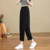 Verão 2026 Novos Calças Retas de Cintura Alta Cropped Estilo Chanel Femininas 26-40 Elegante Socialite Absorvente de Suor Emagrecimento