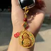 Colgante Estilo Pareja Diseño Creativo, Llavero Calabaza de la Paz Chapado en Oro, Portallaves de Coche, Cadena para Teléfono Unisex, Buena Suerte y Prosperidad