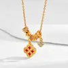 Colar com anel de corrida de trevo de quatro folhas novo design de alta qualidade luxo leve nicho requintado versátil moda temperamento ins corrente clavicular