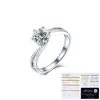 Anel de Prata Esterlina S925 Tonglin Fashion Anel de Casamento Feminino Anel de Moissanita de Um Quilate Banda Torcida Anel de Pedida de Diamante