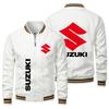 Jaqueta de Motocicleta de Madeira Bell Sports Casual com Zíper Cor Sólida Preta Fina Estilo Punk Japonês Padrão de Carro Roupa Masculina