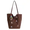 Bolsa Tote Bordada Estilo Coreano Ins, Bolsa Casual de Grande Capacidade para Estudantes, Aula e Trabalho, Bolsa de Ombro Leve e Versátil para Mulheres