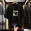 Camiseta de Manga Corta Pesada Estilo Americano de Algodón Puro para Hombre, 260g, Camiseta Básica Holgada de Cuello Redondo con Diseño Estampado, Top de Algodón 100% de Media Manga